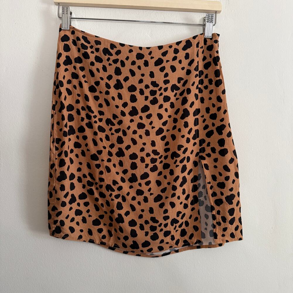 BLUE LIFE | Leopard Print Mini Skirt with Leg Slit | Small